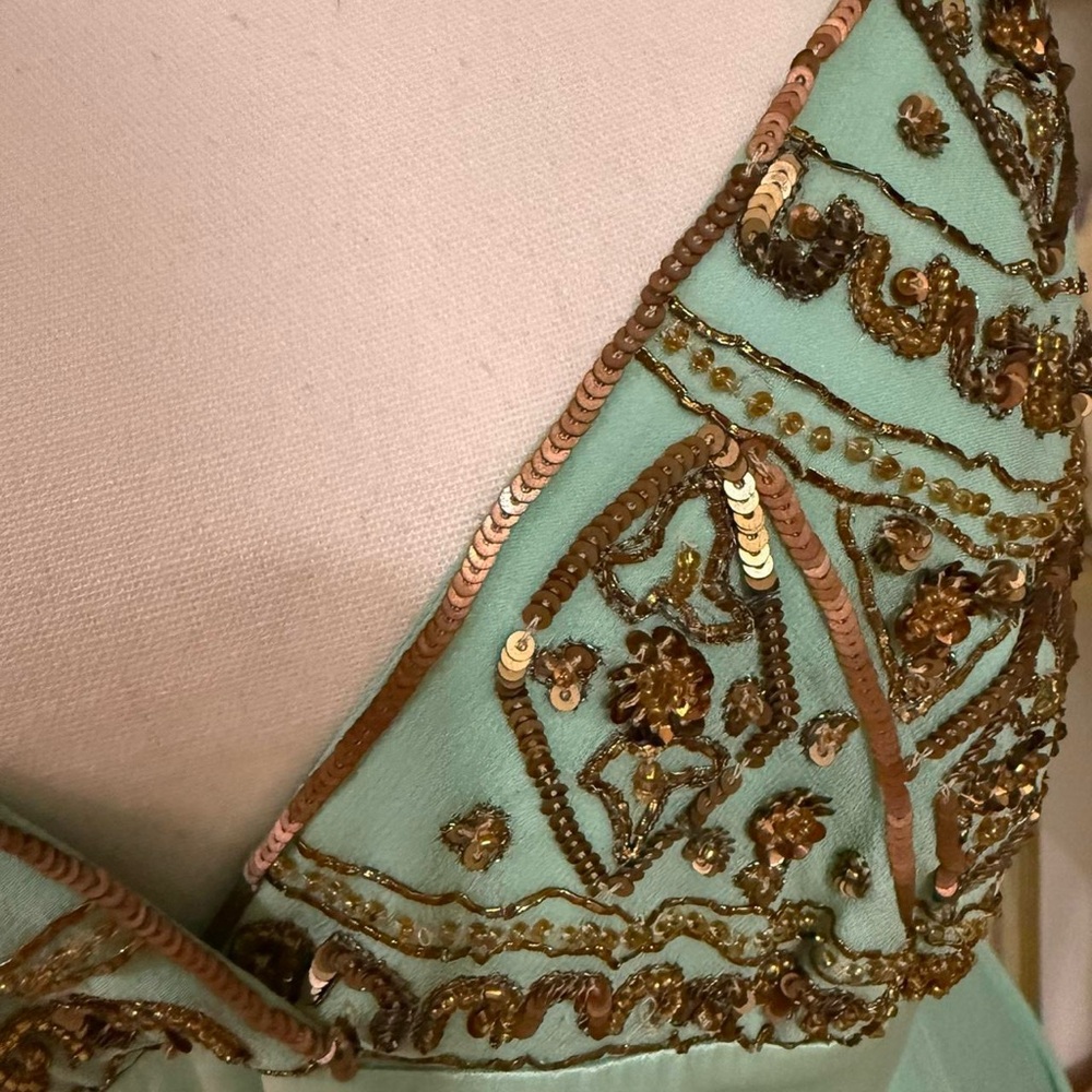 SILK Mint Green Embellished Spaghetti Strap Dress - Matthew Williamson - Picture 3 of 5
